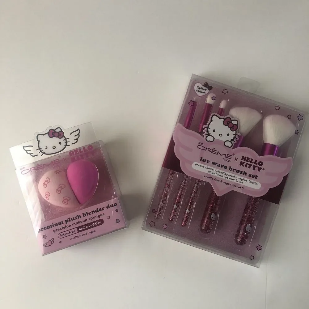 Hello Kitty x the Creme Shop “luv wave brush” MAKEUP BRUSH SET + BLENDERS New